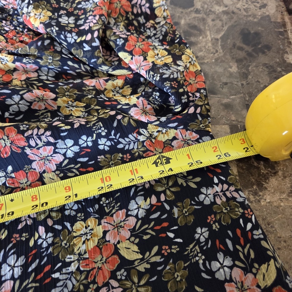 Loft sz XL blue floral chiffon blouse NWT sheer slvs garden boho cottagcore - Picture 6 of 12